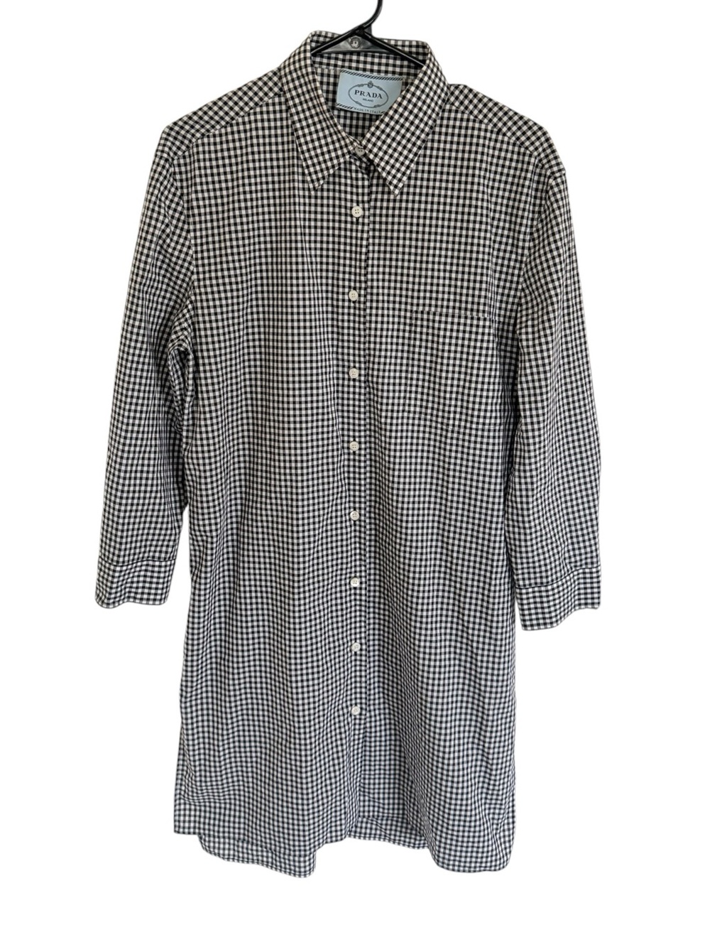 Prada Fall 2013 Gingham Black & White Shirt Dress